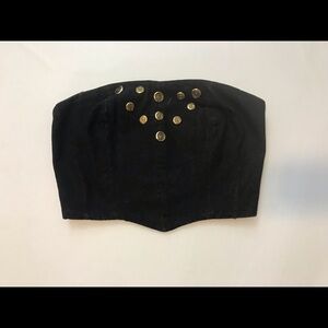 Opal tube top denim black size L gold buttons
